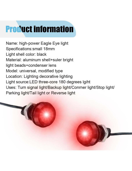 10 Luces LED Ojo de Águila KITUREK 12V Impermeables Rojo 10 Luces LED Ojo de Águila KITUREK 12V Impermeables Rojo