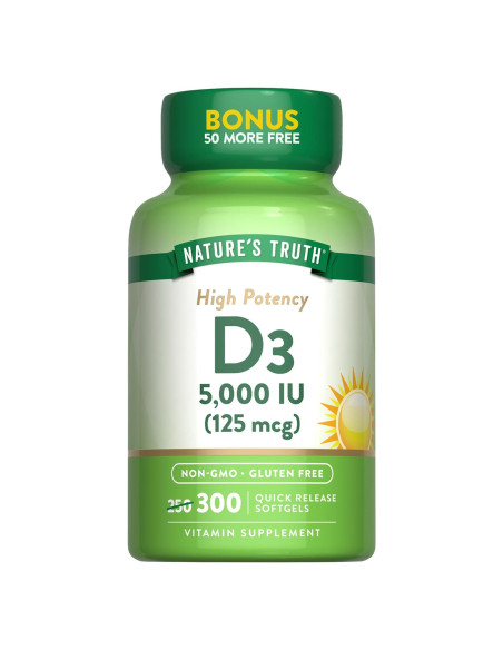 Vitamina D3 Nature's Truth 5000 UI 300 Softgels Sin OGM Vitamina D3 Nature's Truth 5000 UI 300 Softgels Sin OGM