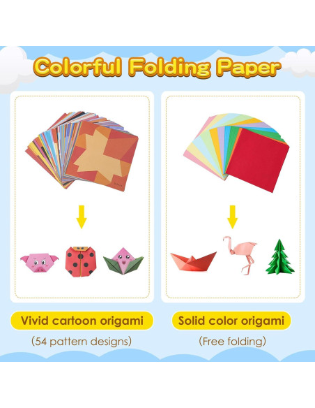 Kit de Papel Origami 308 Hojas WOJASAL para Niños 5-12 Años Kit de Papel Origami 308 Hojas WOJASAL para Niños 5-12 Años