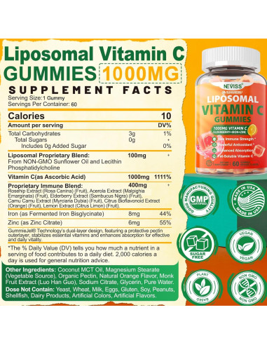 Gomitas de Vitamina C Liposomal 1000mg NEVISS - Sin Azúcar