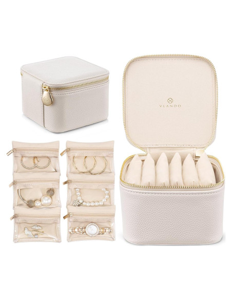 Organizador de Joyas de Viaje Vlando - 6 Bolsillos Terciopelo Organizador de Joyas de Viaje Vlando - 6 Bolsillos Terciopelo