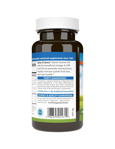 Vitamina D3 Natural Carlson Labs 2000 UI 120 Gelatinas Blandas Vitamina D3 Natural Carlson Labs 2000 UI 120 Gelatinas Blandas