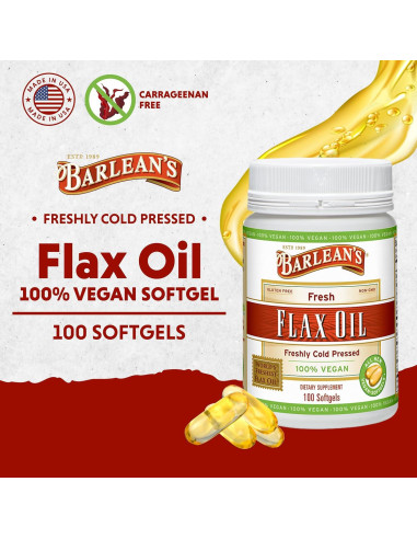 Aceite de Semilla de Lino Barlean's 100 Softgels 1650mg Omega-3