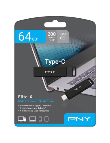 Unidad Flash PNY Elite-X Tipo-C 64GB USB 3.2 200MB/s