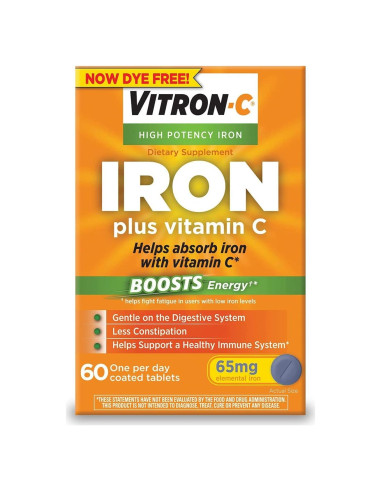 Vitron-C Suplemento de Hierro 65mg + Vitamina C 125mg 60 Tabletas
