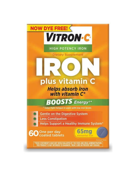 Vitron-C Suplemento de Hierro 65mg + Vitamina C 125mg 60 Tabletas Vitron-C Suplemento de Hierro 65mg + Vitamina C 125mg 60 Tabletas