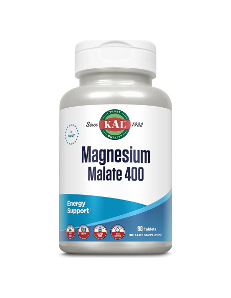Suplemento de Magnesio Malato KAL 400mg Vegano 90 Tabletas Suplemento de Magnesio Malato KAL 400mg Vegano 90 Tabletas