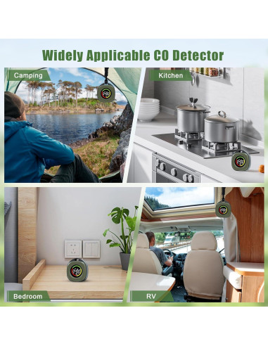 Detector de Monóxido de Carbono Portátil ASIEIT 3-en-1 Verde
