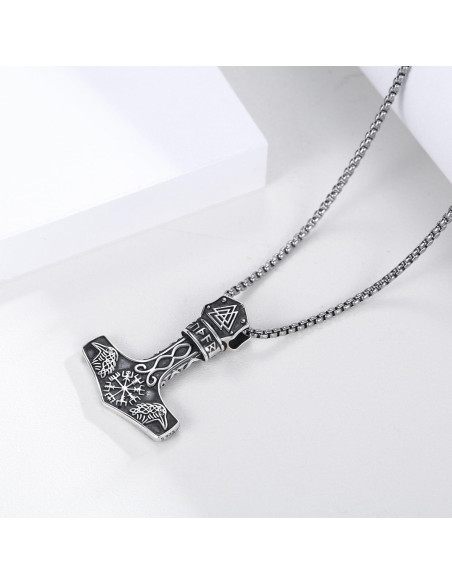 Collar Mjolnir Thor 925 Plata Esterlina Oxidada 55.88 cm Collar Mjolnir Thor 925 Plata Esterlina Oxidada 55.88 cm