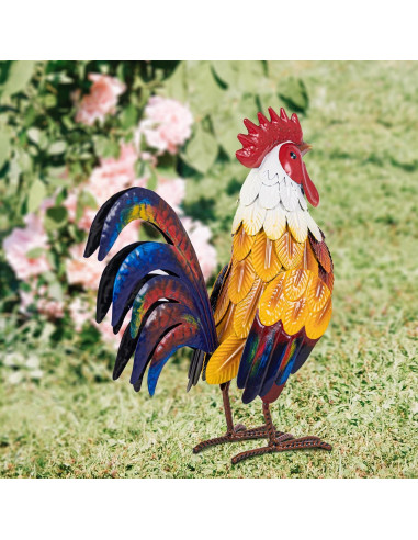 Estatua de Gallo de Metal Natelf para Jardín 26.2x12.2x30.2cm