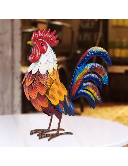 Estatua de Gallo de Metal Natelf para Jardín 26.2x12.2x30.2cm Estatua de Gallo de Metal Natelf para Jardín 26.2x12.2x30.2cm