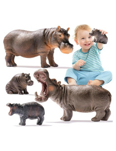 Figuras de Animales Safari Hipopótamos 4PCS - Zoopal