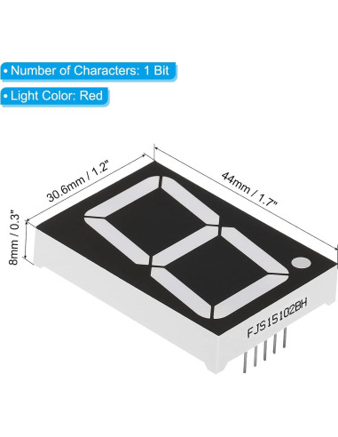 Pantalla LED Digital 1 Bit PATIKIL Roja 3.6V Paquete de 5