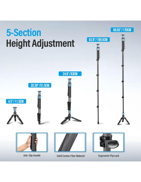 Monopie SIRUI P-325FL de Fibra de Carbono 67" 10kg 3 en 1 Monopie SIRUI P-325FL de Fibra de Carbono 67" 10kg 3 en 1
