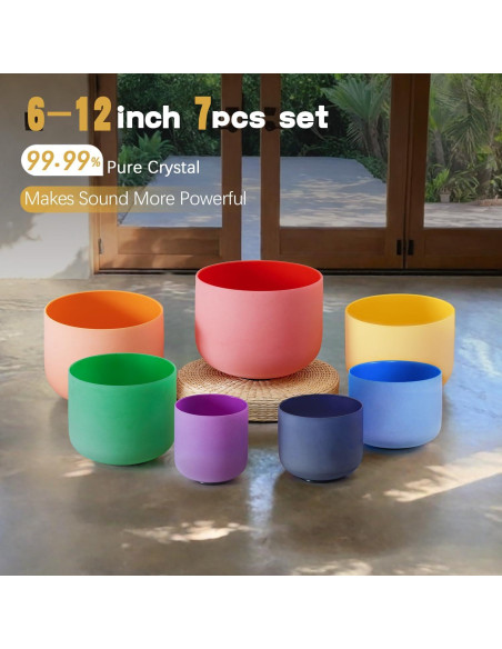 Juego de 7 Tazones de Cuarzo 15-30 cm CVNC para Meditación Juego de 7 Tazones de Cuarzo 15-30 cm CVNC para Meditación