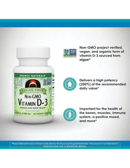 Vitamina D-3 Vegana Source Naturals 2000 UI 30 Cápsulas Vitamina D-3 Vegana Source Naturals 2000 UI 30 Cápsulas
