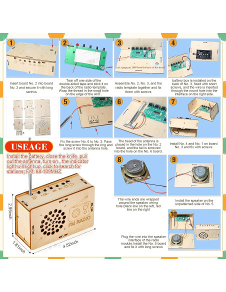 Kit de Rompecabezas de Madera Suzile 4 en 1 DIY Electrónico