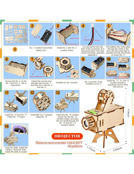 Kit de Rompecabezas de Madera Suzile 4 en 1 DIY Electrónico