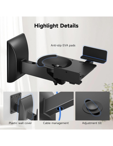 Soportes de Pared para Altavoces Suptek - Ajustables 25kg, 2 Piezas Soportes de Pared para Altavoces Suptek - Ajustables 25kg, 2 Piezas
