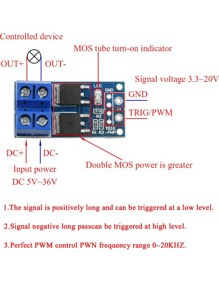 Módulo Interruptor MOS 10Pcs XLX 5-36V 400W Control Motor Módulo Interruptor MOS 10Pcs XLX 5-36V 400W Control Motor