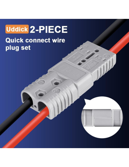 Conector de Desconexión Rápida 175A Uddick 2PCS Gris 1/0AWG Conector de Desconexión Rápida 175A Uddick 2PCS Gris 1/0AWG