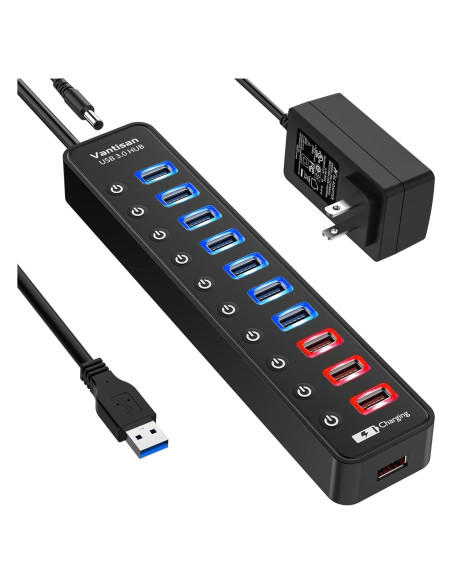 Hub USB 3.0 Alimentado 11 Puertos - Carga Rápida 12V/3A Hub USB 3.0 Alimentado 11 Puertos - Carga Rápida 12V/3A