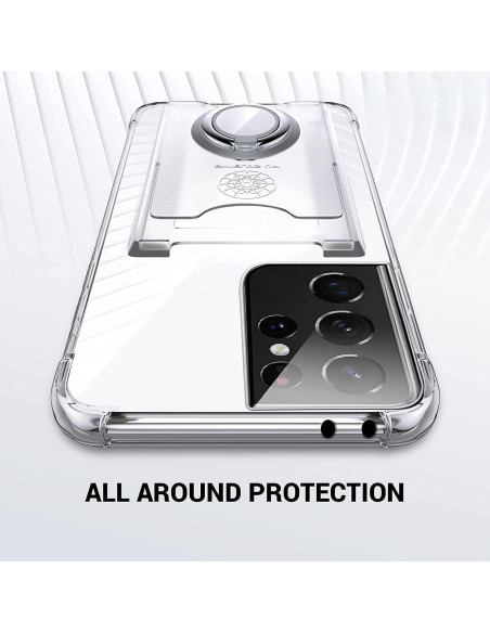Funda Protectora Samsung Galaxy S21 Ultra Transparente con Soporte Funda Protectora Samsung Galaxy S21 Ultra Transparente con Soporte