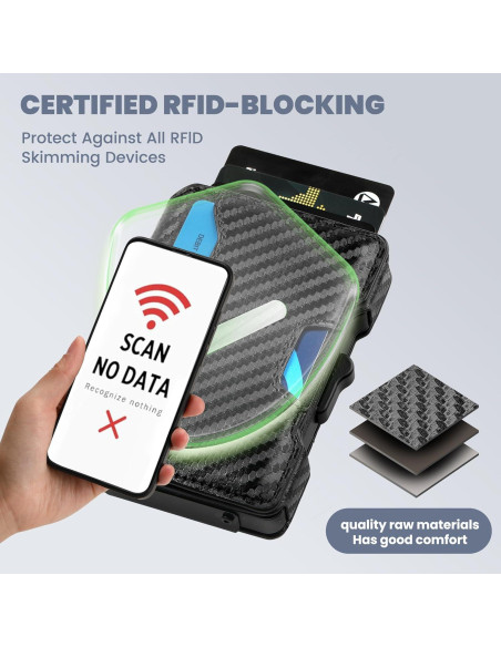 Billetera delgada Airzoo con bloqueo RFID y clip, Negro Carbon Billetera delgada Airzoo con bloqueo RFID y clip, Negro Carbon