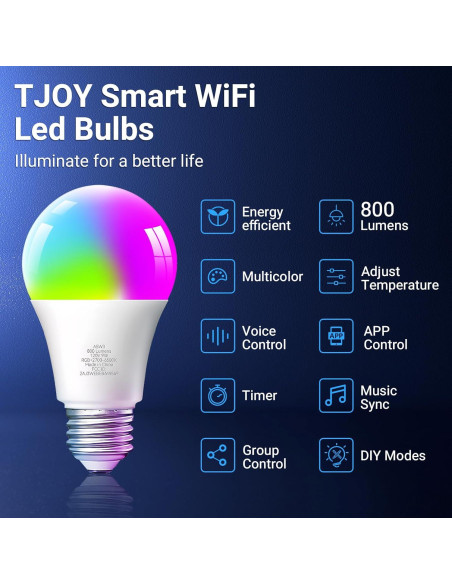 Bombillas Inteligentes TJOY 4 Pack LED RGB 9W Alexa Google Bombillas Inteligentes TJOY 4 Pack LED RGB 9W Alexa Google
