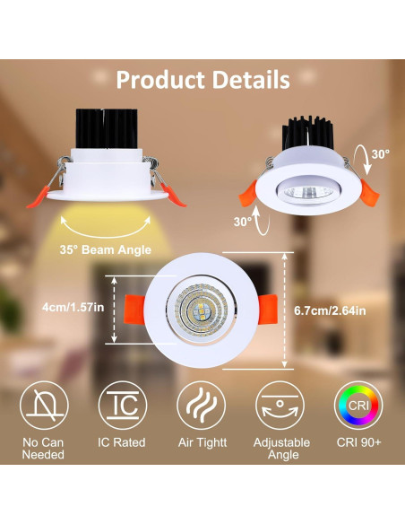 Downlight LED empotrado inteligente inShareplus 5W RGB 6 unidades Downlight LED empotrado inteligente inShareplus 5W RGB 6 unidades