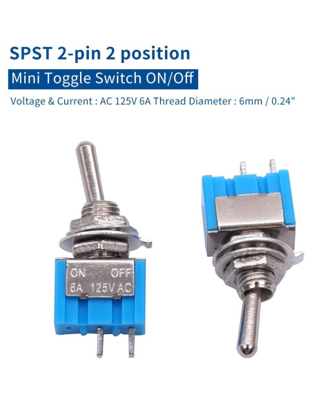 Interruptor de Palanca Mini SPST Taiss 10PCS 6A 125V 2 Pines Interruptor de Palanca Mini SPST Taiss 10PCS 6A 125V 2 Pines