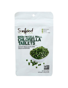Tabletas de Chlorella Sunfood 56.7g - Suplemento Vegano Antioxidante
