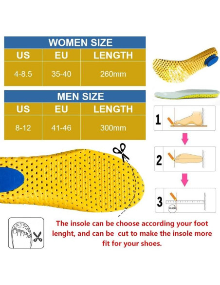 3 Pares de Plantillas Amortiguadoras XINIFOOT para Hombres 3 Pares de Plantillas Amortiguadoras XINIFOOT para Hombres