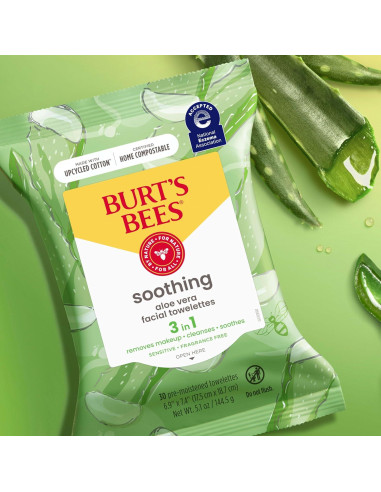 Toallitas Faciales Burt's Bees Aloe Vera 30 Unidades Piel Sensible