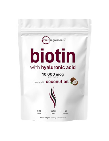 Biotina 10,000mcg Micro Ingredients con Ácido Hialurónico 25mg