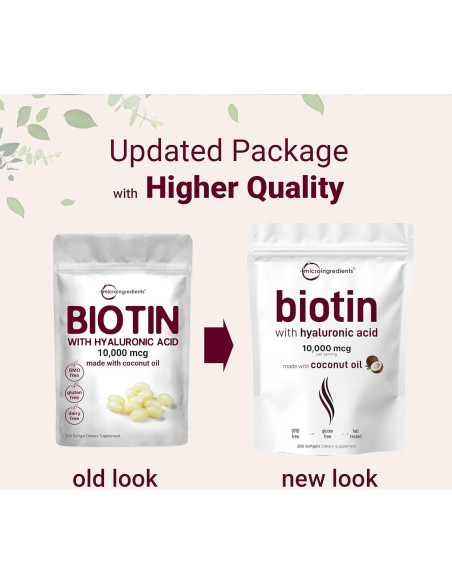 Biotina 10,000mcg Micro Ingredients con Ácido Hialurónico 25mg Biotina 10,000mcg Micro Ingredients con Ácido Hialurónico 25mg
