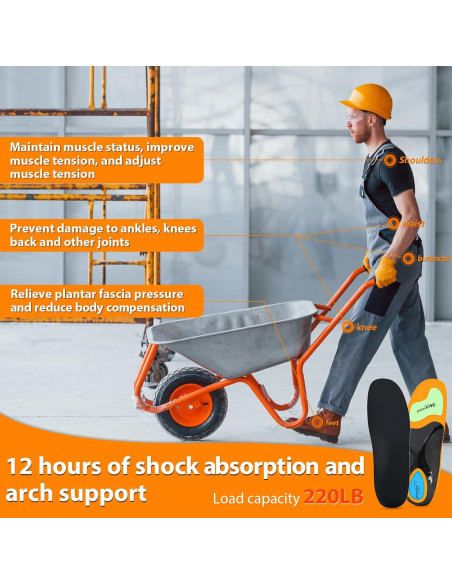 Plantillas de Gel Gviipk para Botas de Trabajo - Soporte Arco Alto L Plantillas de Gel Gviipk para Botas de Trabajo - Soporte Arco Alto L