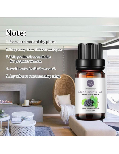 Aceite Esencial de Uva 100% Puro Orgánico 10ml - Rainbow Abby