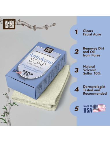Jabón de Azufre Bamboo & Birch 10% 99.22 g Tratamiento Acné