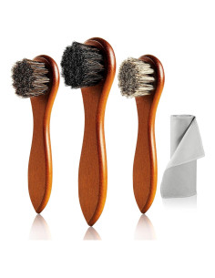 Kit de Cepillos para Zapatos Unekez - 4 Piezas de Madera y Pelo de Caballo