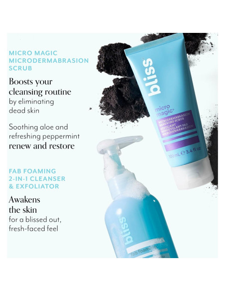 Exfoliante Facial Bliss Micro Magic 2-en-1 + Limpiador Espumoso Exfoliante Facial Bliss Micro Magic 2-en-1 + Limpiador Espumoso