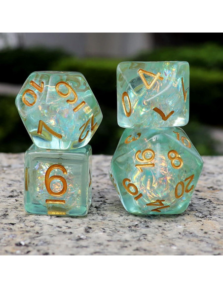 Juego de Dados DND Verde Claro Haxtec 7PCS con Bolsa de Regalo Juego de Dados DND Verde Claro Haxtec 7PCS con Bolsa de Regalo