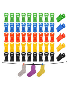50 Clips para Calcetines Multicolor BOXOB - Plástico Duradero