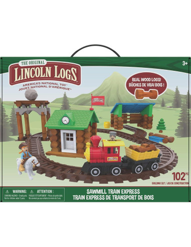 Tren Sawmill Express Lincoln Logs - 101 Piezas - Juguete Educativo