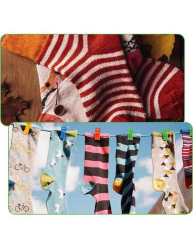 50 Clips para Calcetines Multicolor BOXOB - Plástico Duradero