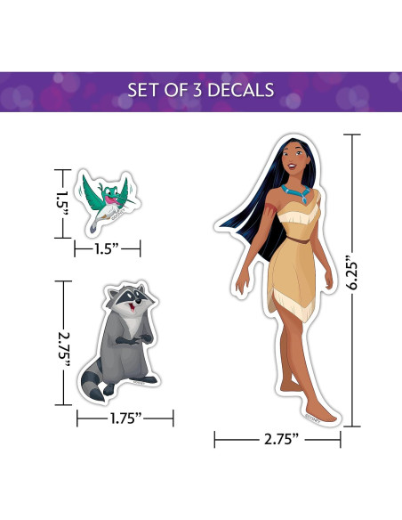 Set de 3 Calcomanías de Pocahontas Disney - Vinilo Impermeable Set de 3 Calcomanías de Pocahontas Disney - Vinilo Impermeable