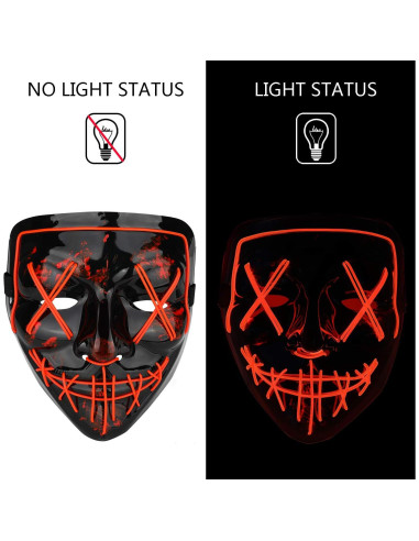 Máscara LED Poptrend Halloween Verde Rojo Azul 19x17cm
