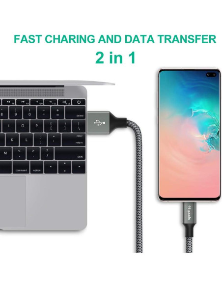 Cable USB A a USB C 0.91m etguuds Gris - Paquete de 2 Cable USB A a USB C 0.91m etguuds Gris - Paquete de 2