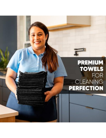 Toalla de Microfibra Premium Microfiber Wholesale - Paquete de 12 - 40x40 cm - Negro Toalla de Microfibra Premium Microfiber Wholesale - Paquete de 12 - 40x40 cm - Negro