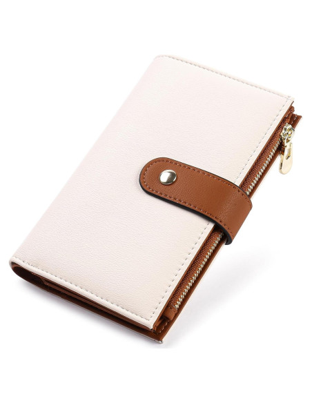 Cartera Trifold para Mujeres YIIJAY con Bloqueo RFID - Beige y Marrón Cartera Trifold para Mujeres YIIJAY con Bloqueo RFID - Beige y Marrón
